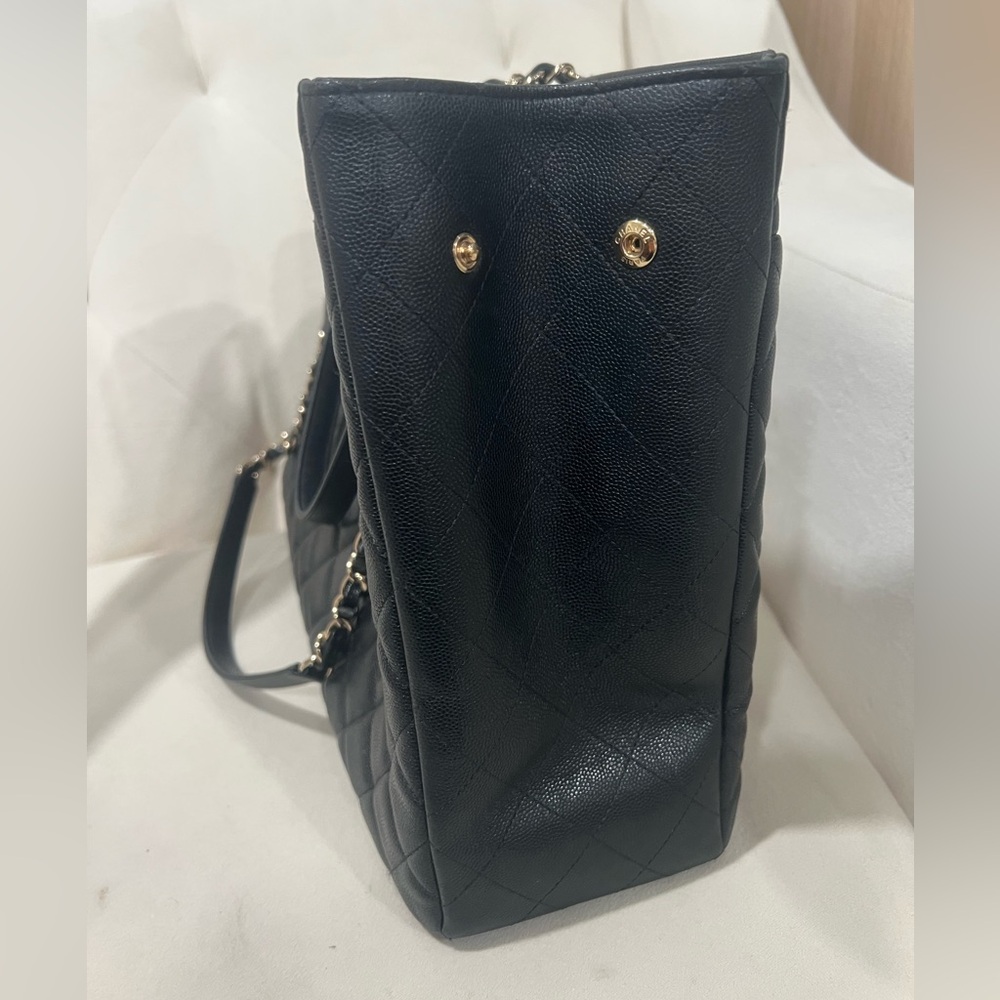 Chanel Classic Cc Black Caviar Large Shopping Tote Gold tone hardware microchip - Picture 5 of 12